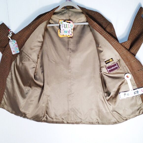 VTG Evan Picone Pure Wool Brown Signature Herringbone Tweed Blazer Sportscoat 40 - Picture 9 of 14